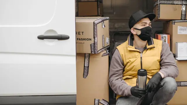 Cardboard parcels left on a doorstep