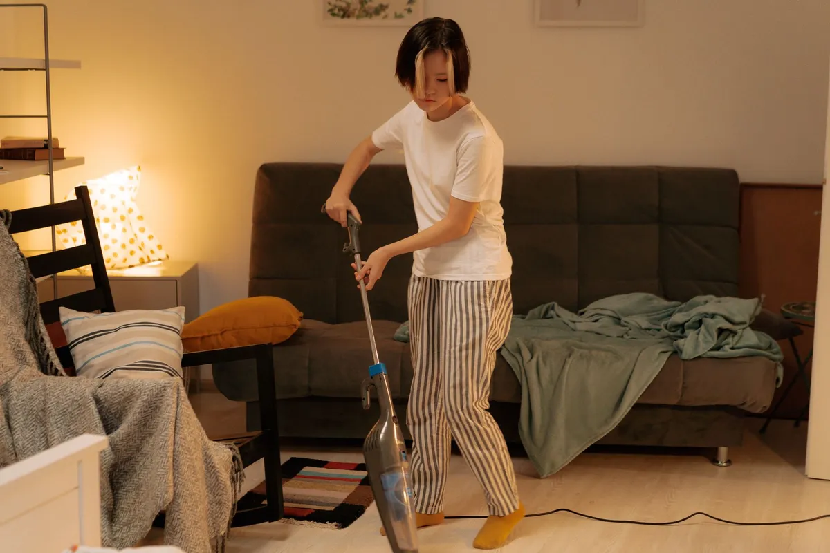 Stick vacuum floor head on a rug